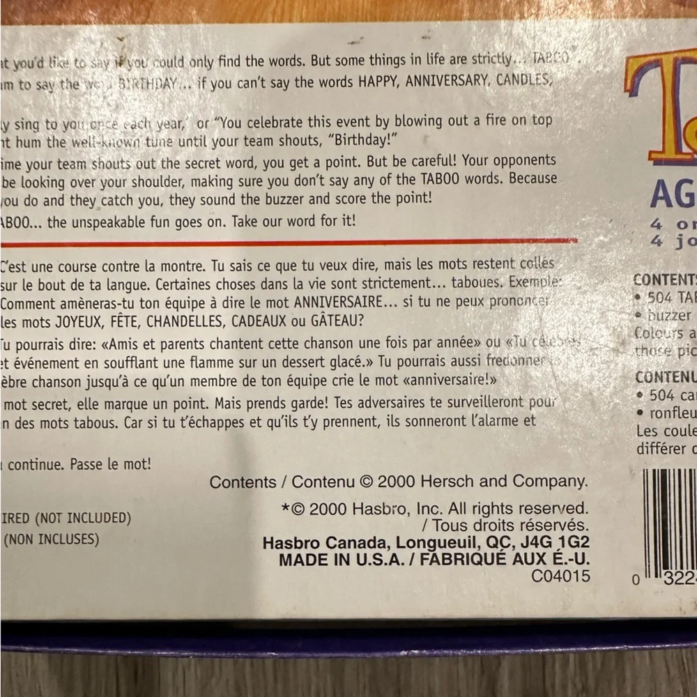 Vintage 2000 Edition Hasbro Taboo Board Game - Picture 6 of 7